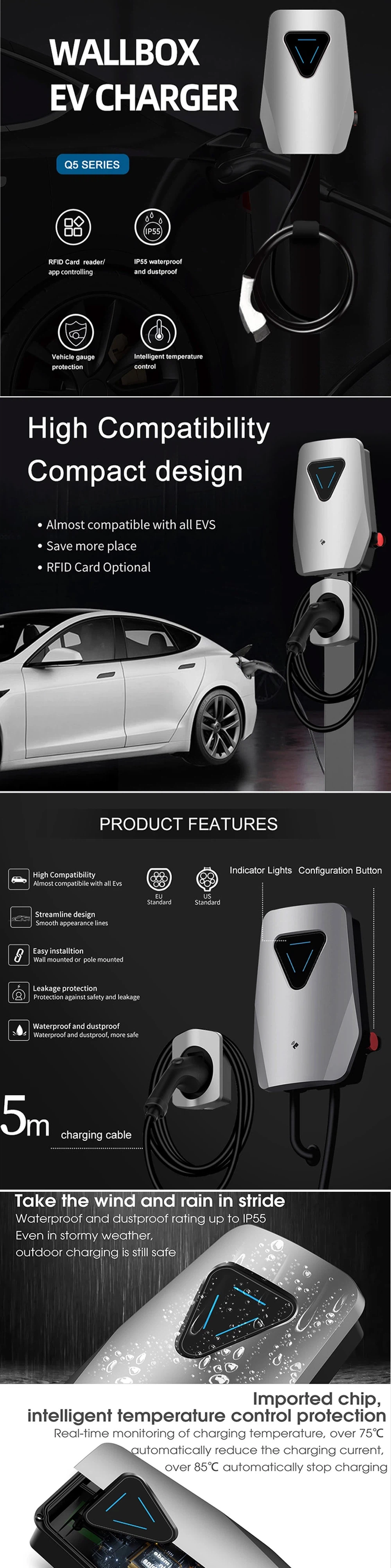 DC CCS2 Charger Charging Station EV Wallbox 30 Kw Wall Mounted DC CCS2 Charger Charging Station EV Wallbox 30 Kw Wall Mounted